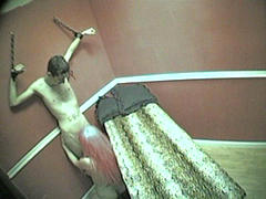 Blonde Horny Hooker Chains Her Client To The Wall And Gives Him An Excellent Blowjob.